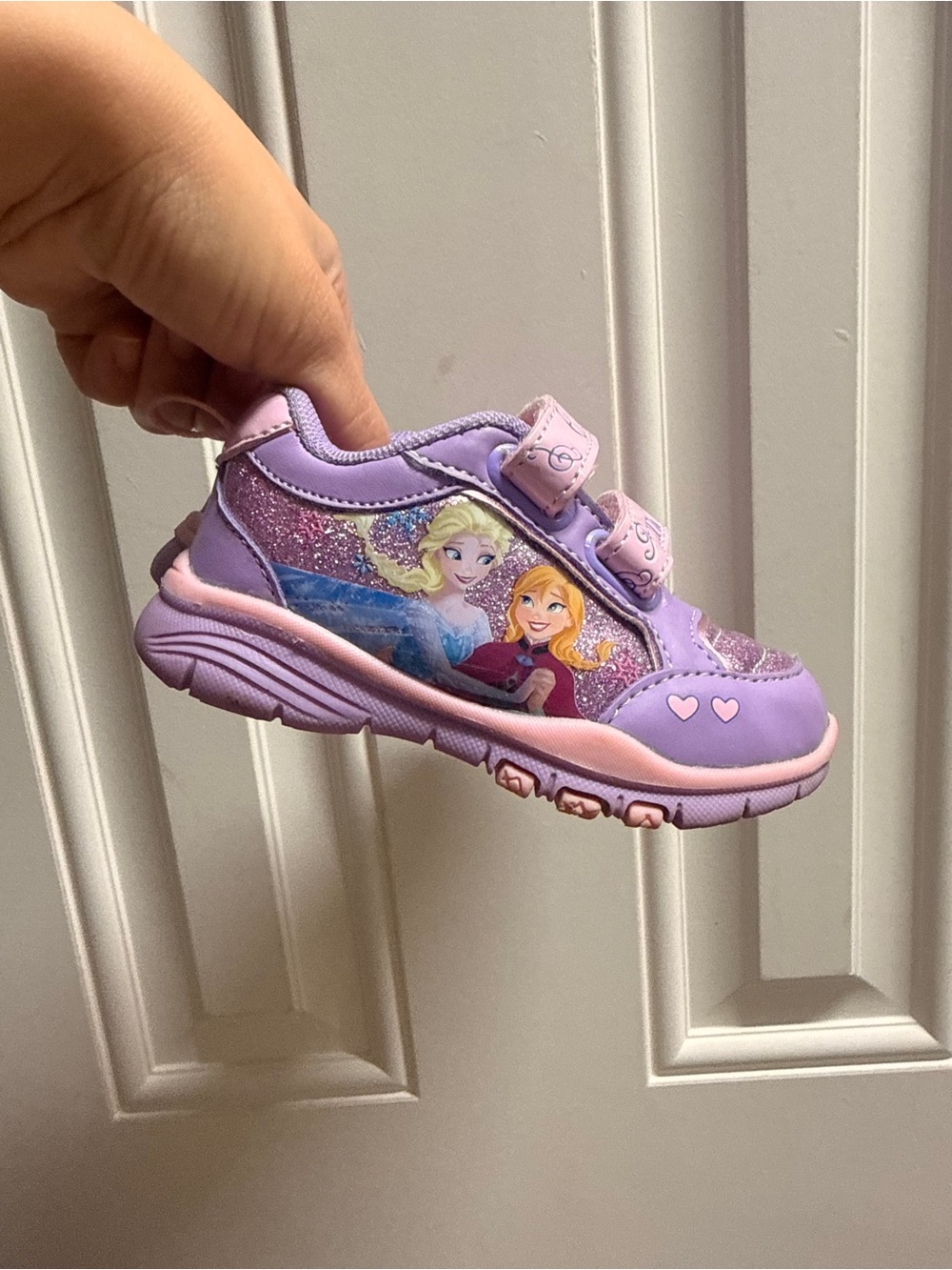 ELSA Girls Lavender and Pink Frozen Sneakers with Heart Accents